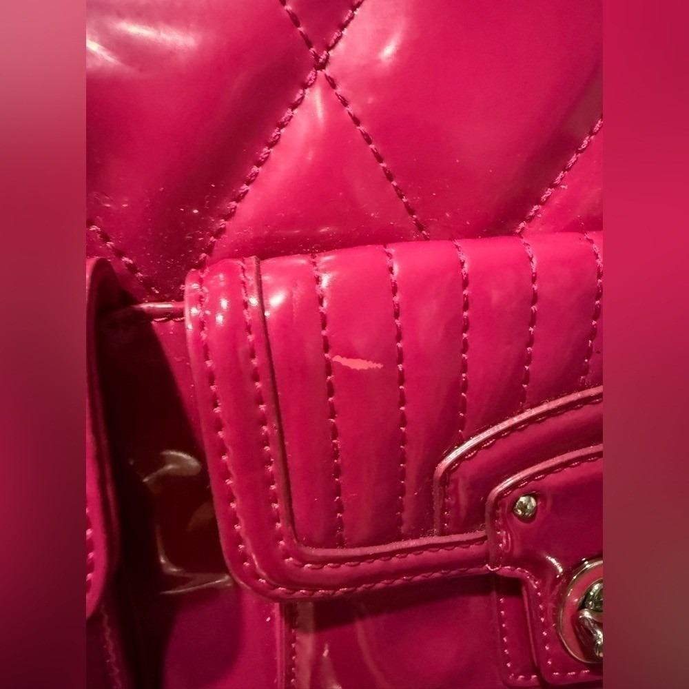 Coach Poppy Liquid Gloss Hot Pink Quilted Tote Crossbody Shoulder Bag Y2K - Picture 8 of 10